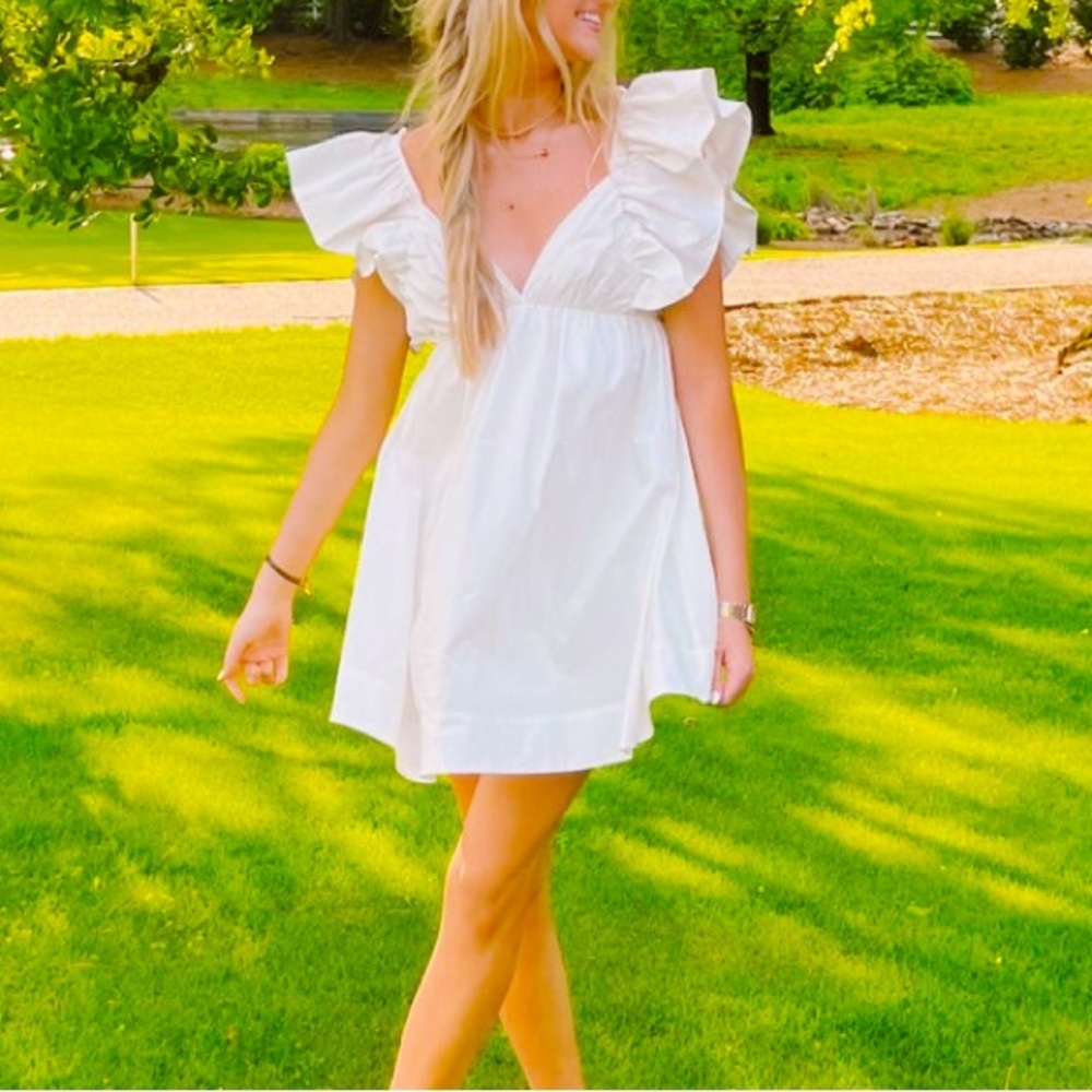 triple threads tie a bow mini dress LIGHT BLUE